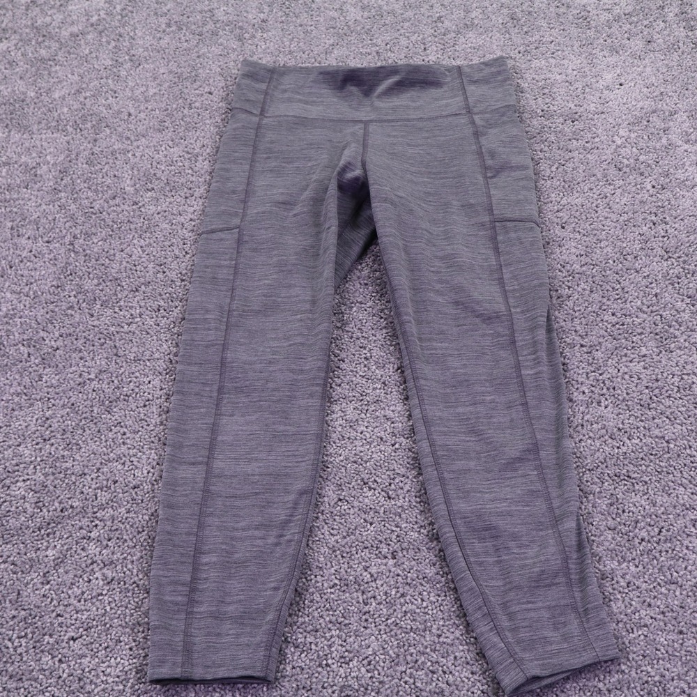Lands End Leggings Womens Medium Gray Space Dye Pockets Active Gym Yoga